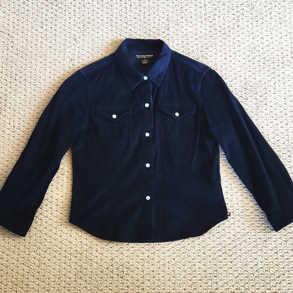 Womens Ralph Lauren Polo Jeans Company 3/4 Sleeve Shirt Small Vintage